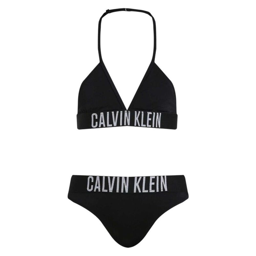 Calvin Klein Girls Lettering Tie Detail Bikini Set / Black